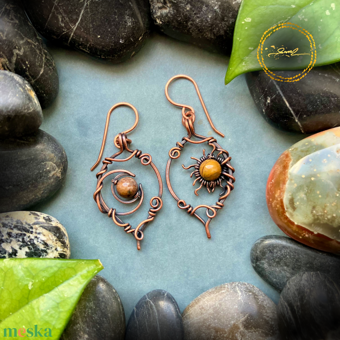 SaraZ // Eclipse Soul fülbevaló indiai acháttal - ékszer - fülbevaló - lógó fülbevaló - Meska.hu