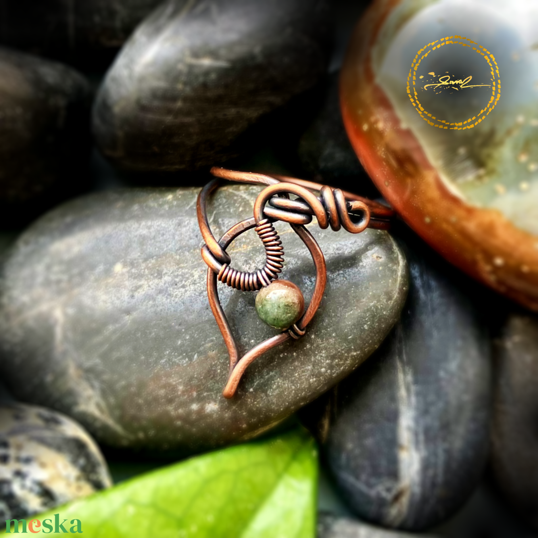 SaraZ // Forest Drop gyűrű indiai acháttal - ékszer - gyűrű - gyöngyös gyűrű - Meska.hu