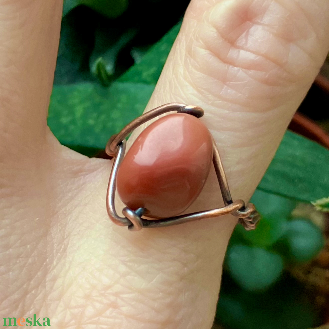 SaraZ // Amber Dune gyűrű alasani acháttal - ékszer - gyűrű - gyöngyös gyűrű - Meska.hu