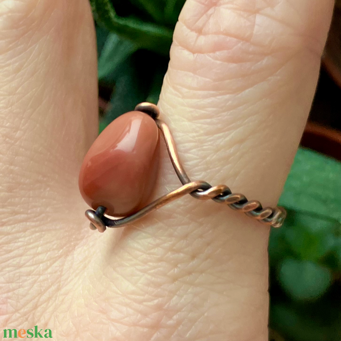 SaraZ // Amber Dune gyűrű alasani acháttal - ékszer - gyűrű - gyöngyös gyűrű - Meska.hu