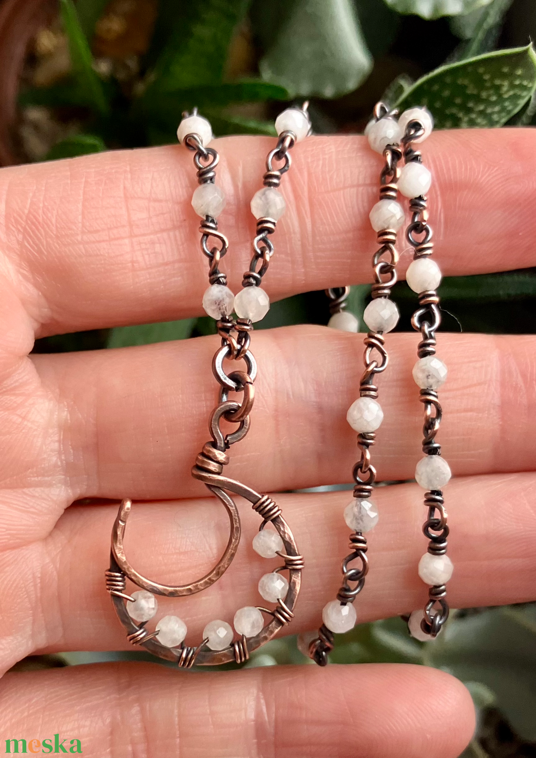 SaraZ // Lunar Circle nyaklánc holdkővel - ékszer - nyaklánc - medálos nyaklánc - Meska.hu