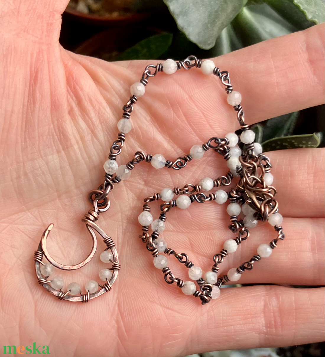 SaraZ // Lunar Circle nyaklánc holdkővel - ékszer - nyaklánc - medálos nyaklánc - Meska.hu