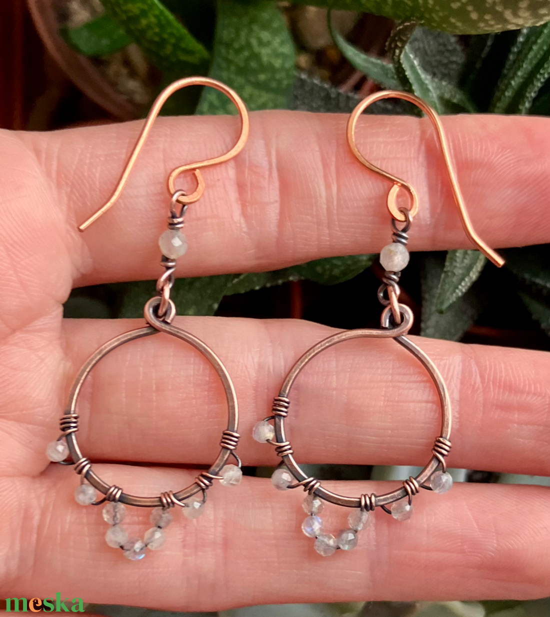 SaraZ // Desert Bloom fülbevaló labradorittal - ékszer - fülbevaló - lógó fülbevaló - Meska.hu