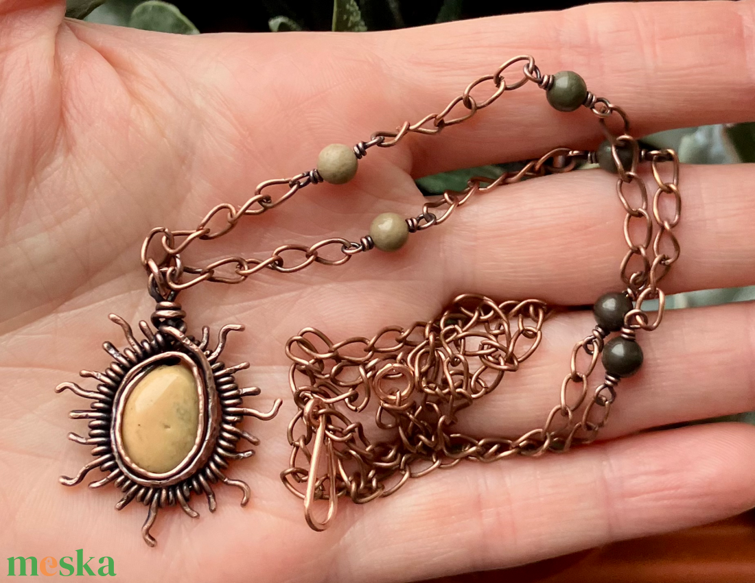 SaraZ // Eclipse Soul - Nap nyaklánc alasani és óceán acháttal - ékszer - nyaklánc - medálos nyaklánc - Meska.hu