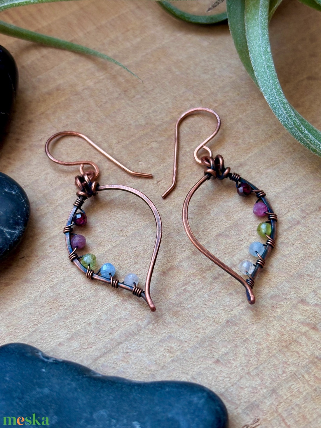 SaraZ // Forest Drop fülbevaló vegyes ásványokkal - ékszer - fülbevaló - lógó fülbevaló - Meska.hu