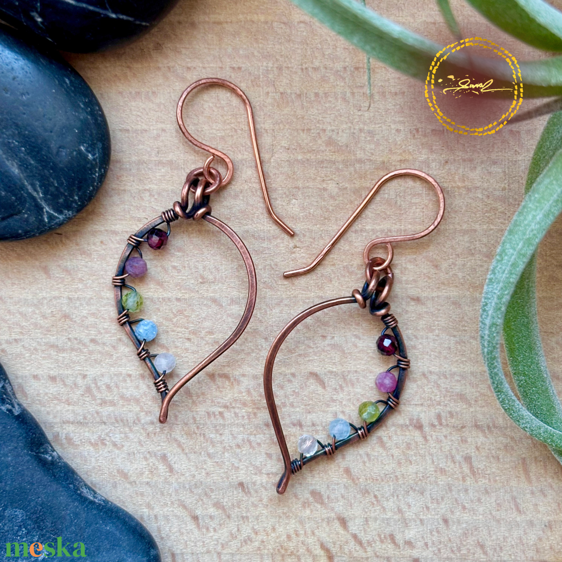 SaraZ // Forest Drop fülbevaló vegyes ásványokkal - ékszer - fülbevaló - lógó fülbevaló - Meska.hu