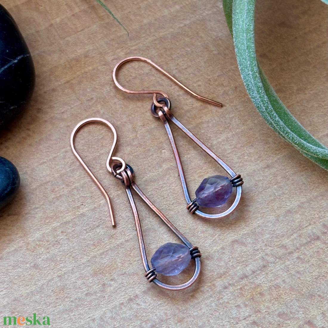 SaraZ // Rain Drop fülbevaló fluorittal - ékszer - fülbevaló - lógó fülbevaló - Meska.hu