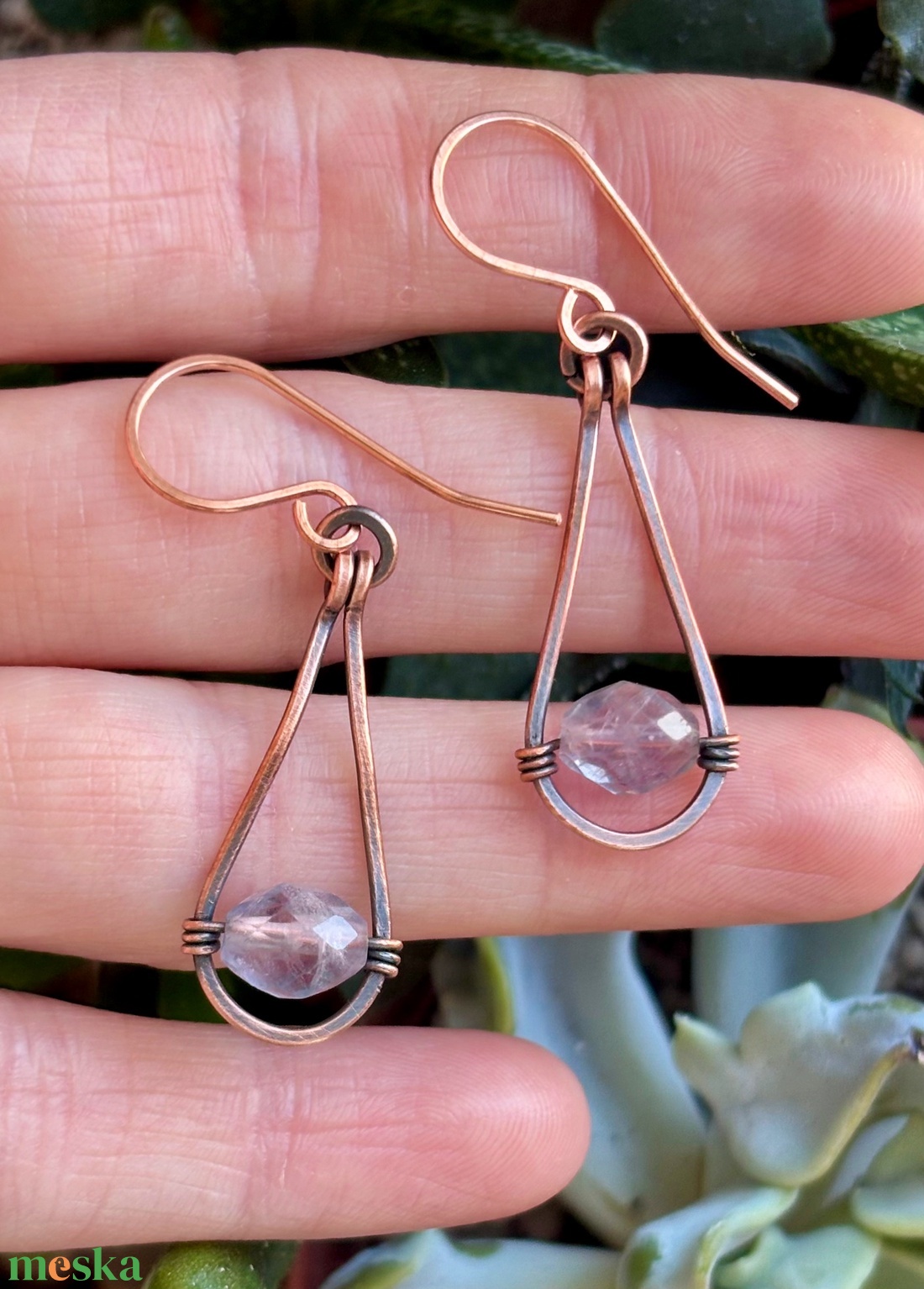 SaraZ // Rain Drop fülbevaló fluorittal - ékszer - fülbevaló - lógó fülbevaló - Meska.hu