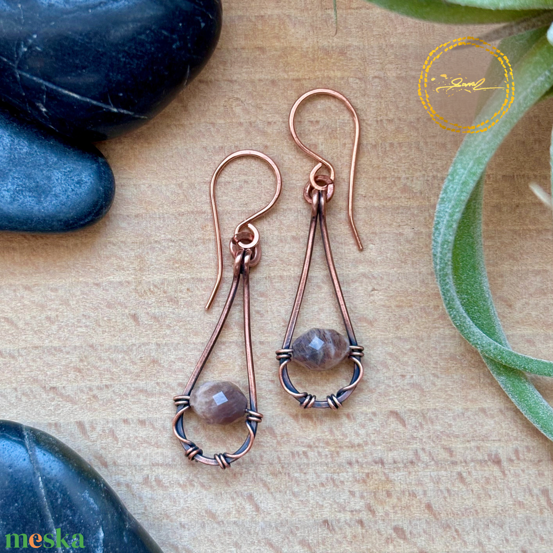 SaraZ // Rain Drop fülbevaló ásvánnyal - ékszer - fülbevaló - lógó fülbevaló - Meska.hu