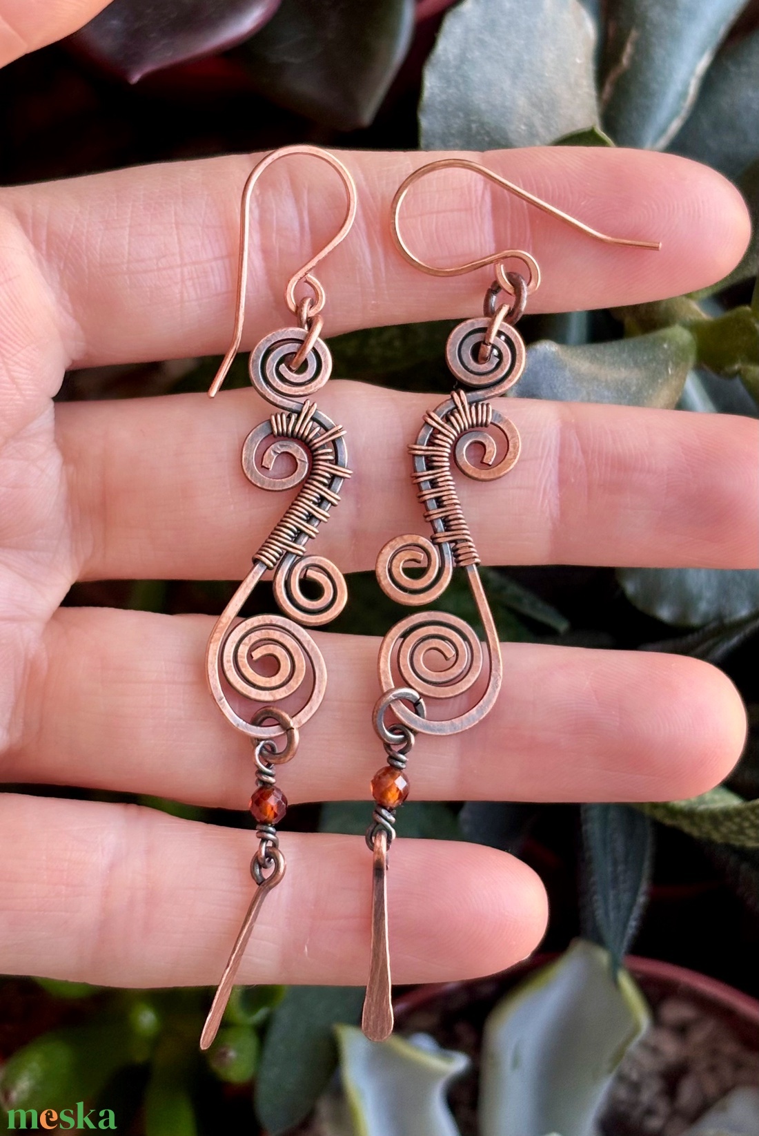 SaraZ // Desert Bloom fülbevaló hessonittal - ékszer - fülbevaló - lógó fülbevaló - Meska.hu