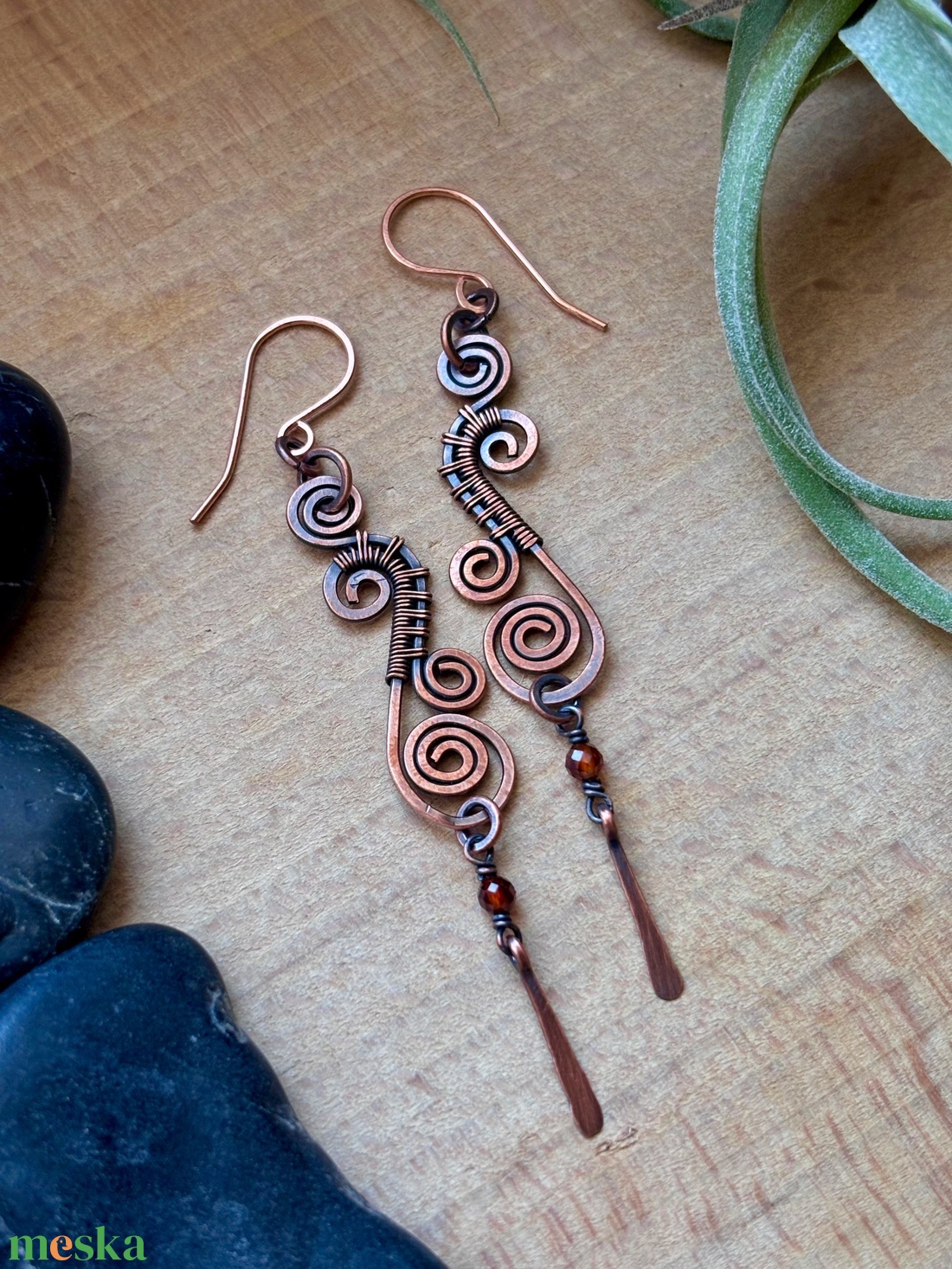 SaraZ // Desert Bloom fülbevaló hessonittal - ékszer - fülbevaló - lógó fülbevaló - Meska.hu