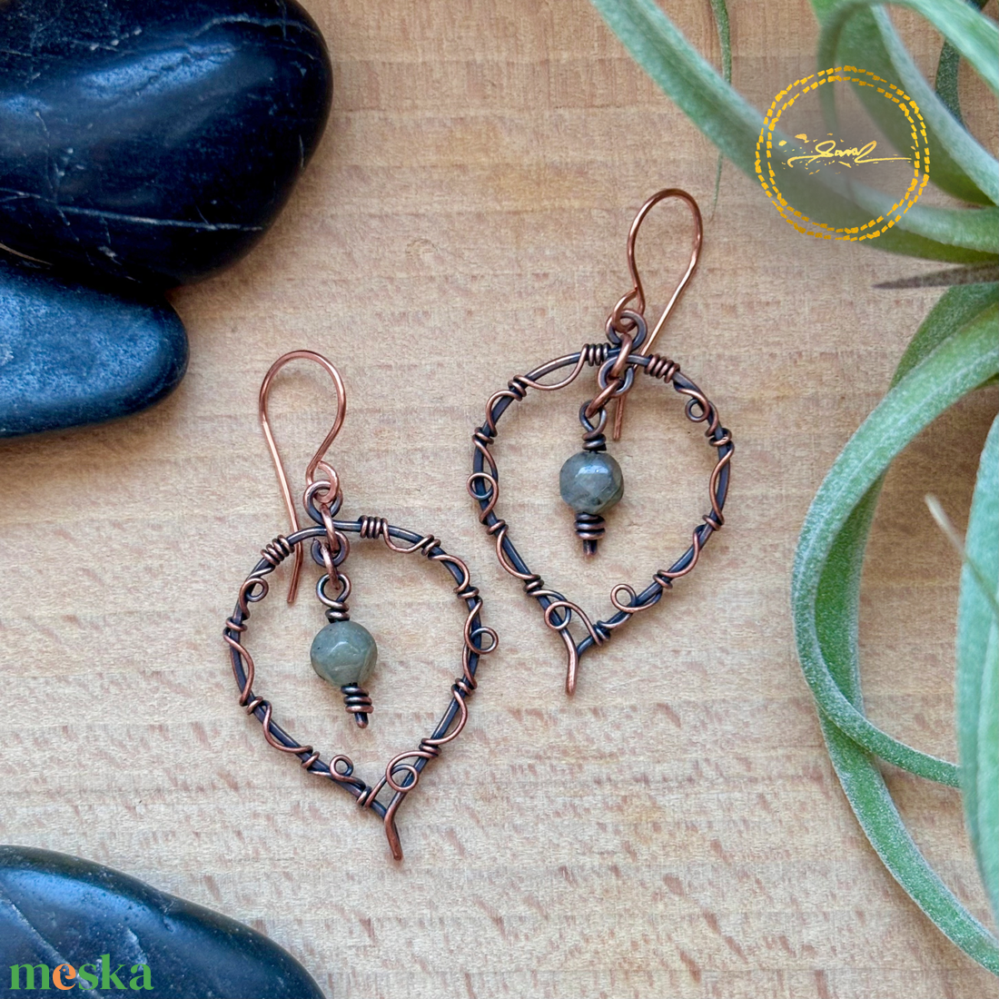 SaraZ // Forest Drop fülbevaló labradorittal - ékszer - fülbevaló - lógó fülbevaló - Meska.hu