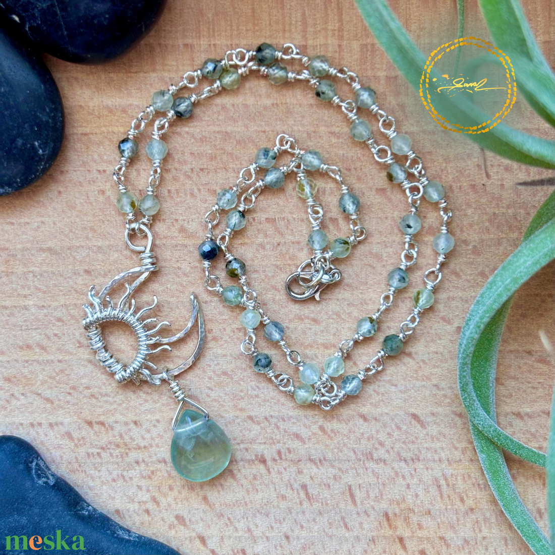 SaraZ // Eclipse Soul nyaklánc prehnittel és fluorittal - ékszer - nyaklánc - medálos nyaklánc - Meska.hu