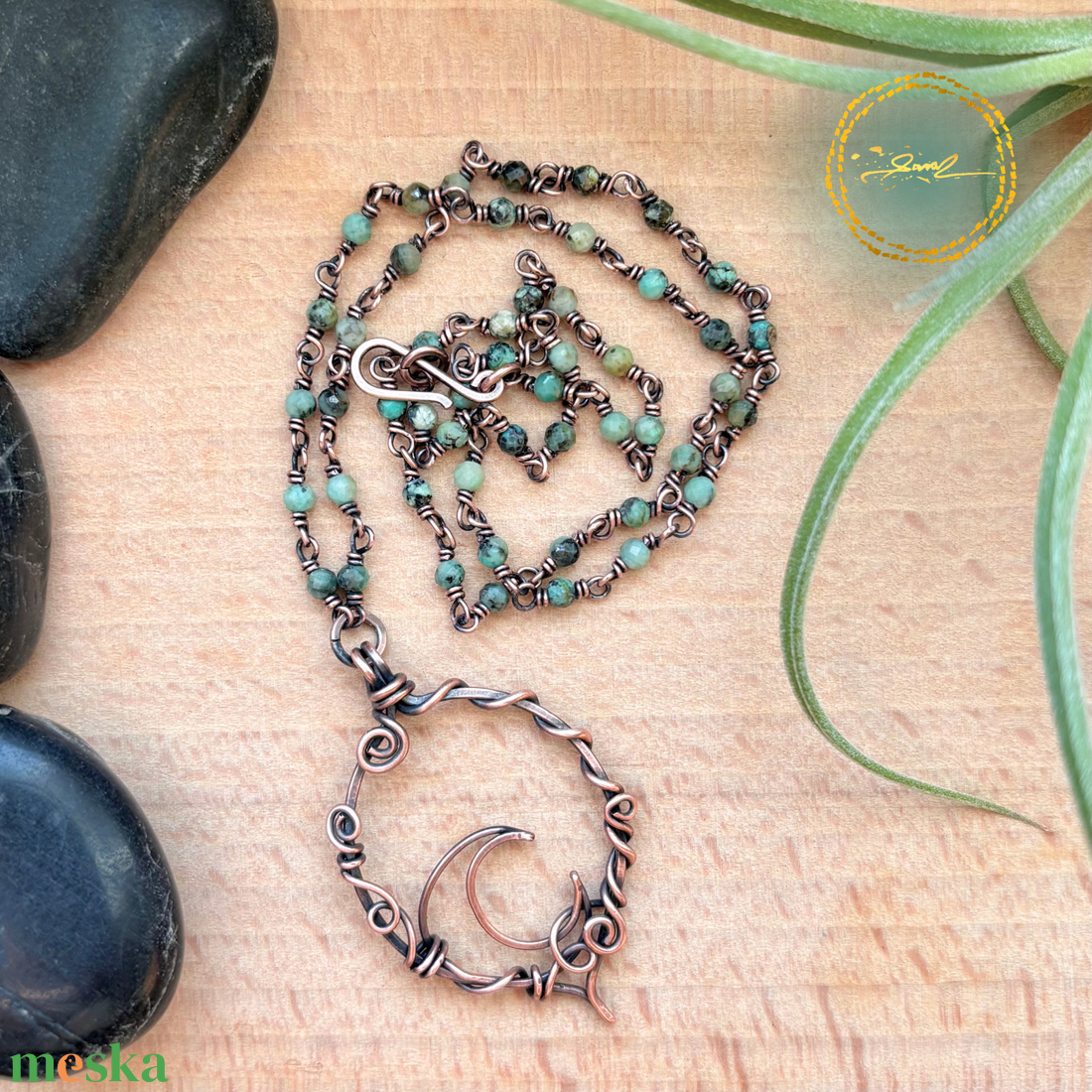 SaraZ // Eclipse Soul - Hold nyaklánc türkizzel - ékszer - nyaklánc - medálos nyaklánc - Meska.hu