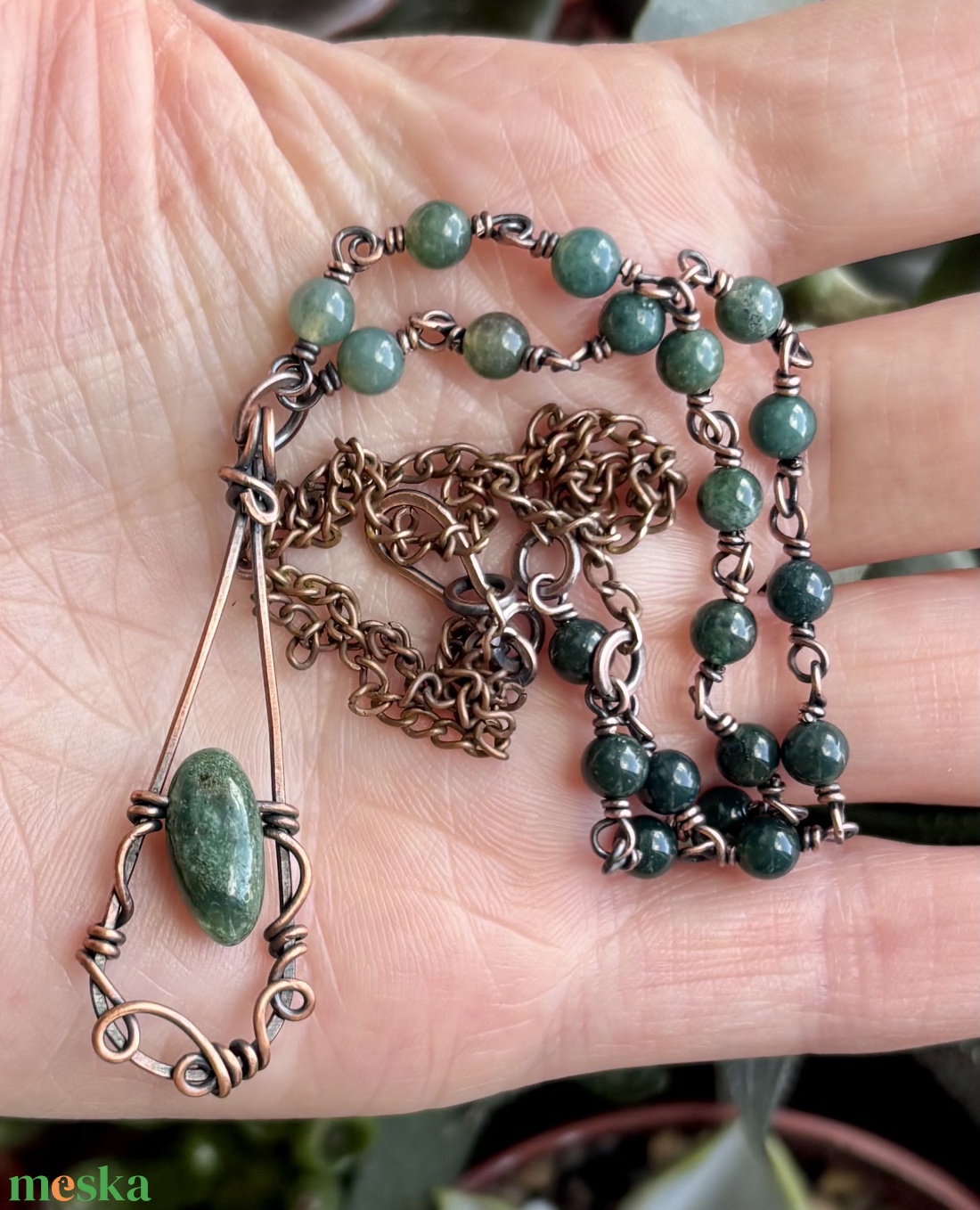 SaraZ // Forest Drop nyaklánc moha acháttal - ékszer - nyaklánc - medálos nyaklánc - Meska.hu