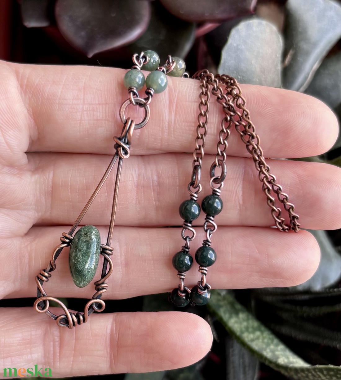 SaraZ // Forest Drop nyaklánc moha acháttal - ékszer - nyaklánc - medálos nyaklánc - Meska.hu