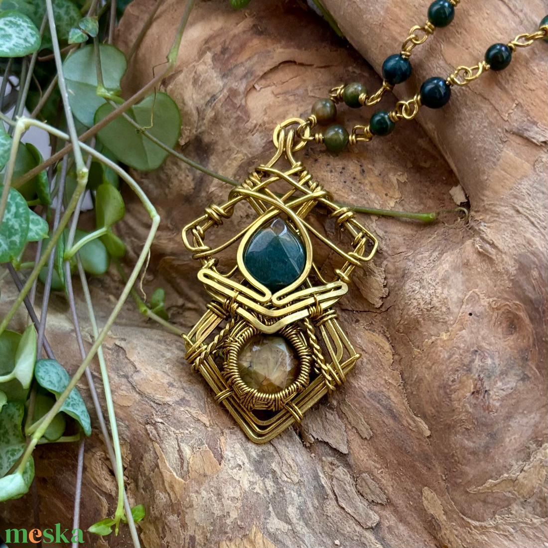 SaraZ // Elder Magic nyaklánc indiai acháttal - ékszer - nyaklánc - medálos nyaklánc - Meska.hu