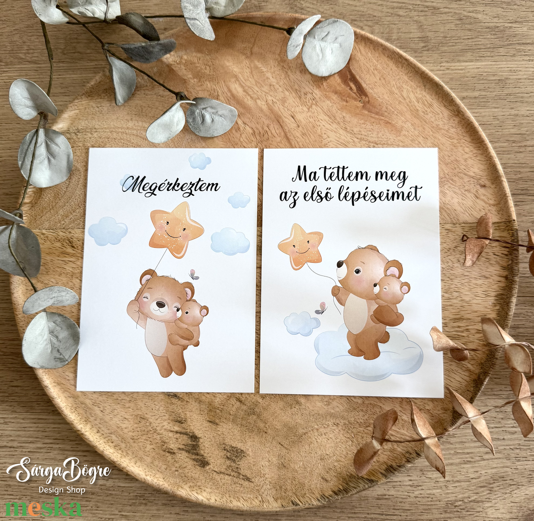 Macis kisfiús hónapkártya és mérföldkő kártya 21db - baba - mama - babafotózás - baba mérföldkő kártyák - Meska.hu