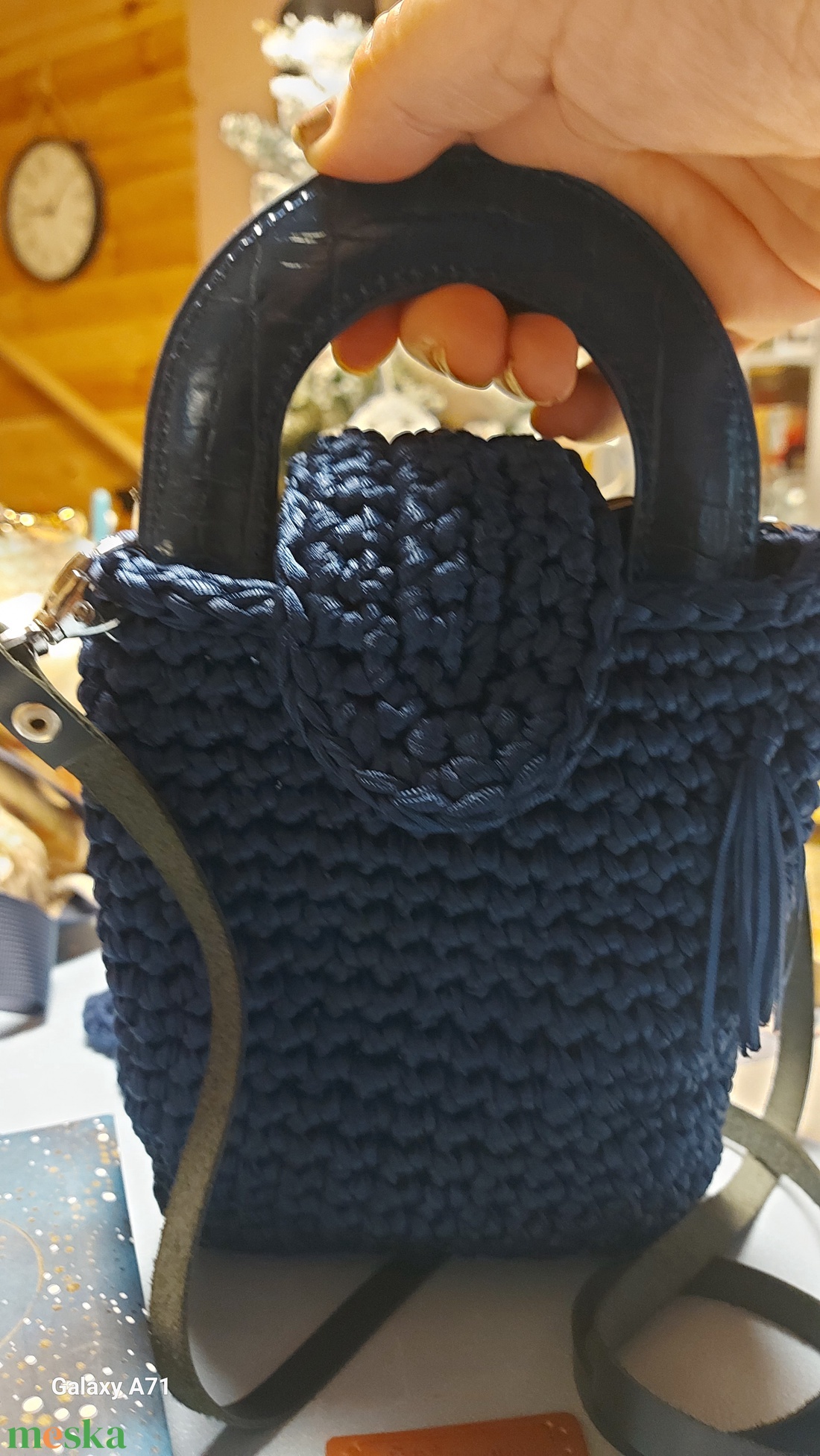 Sötétkék egyedi, horgolt kistáska - táska & tok - kézitáska & válltáska - alkalmi táska - Meska.hu