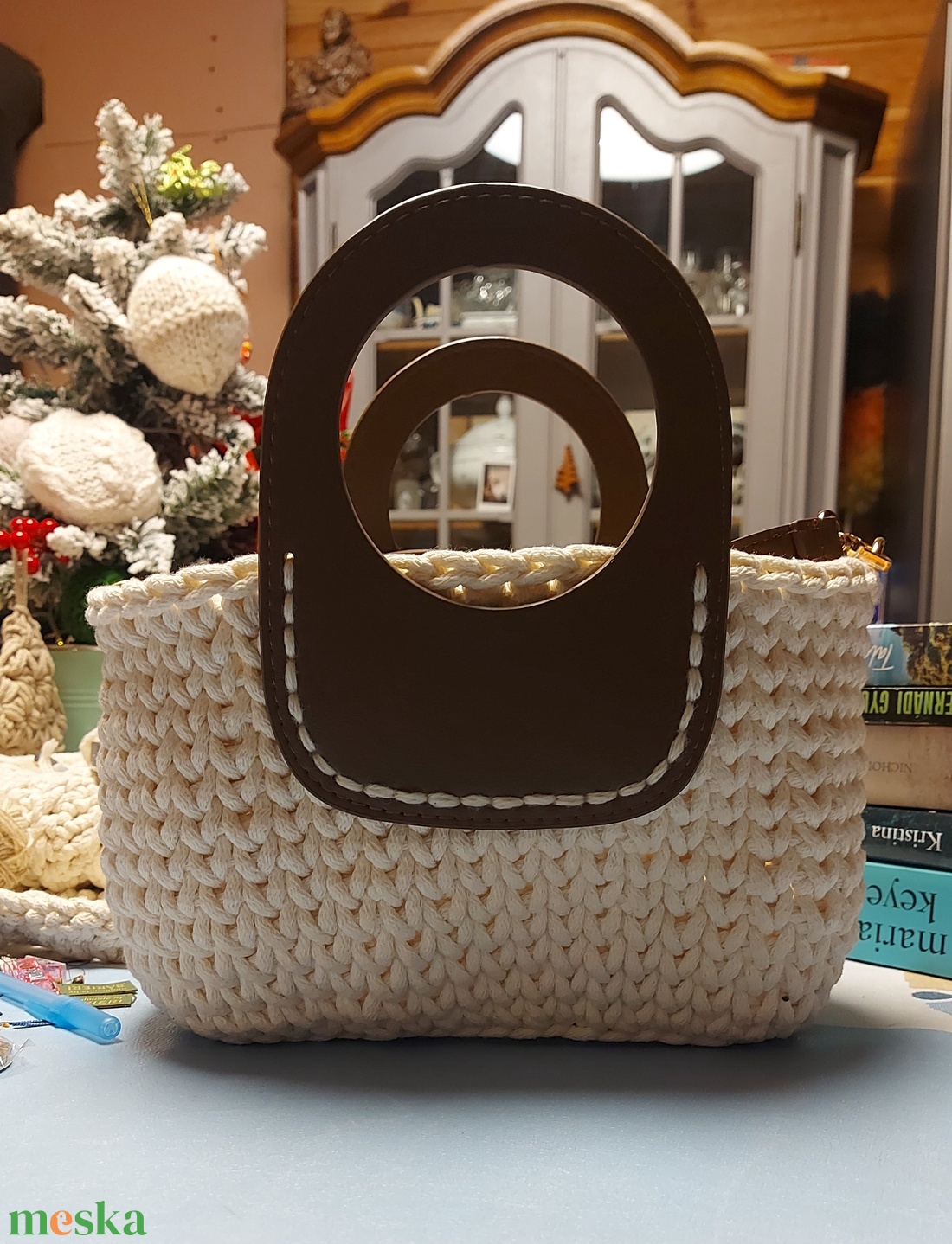 Egyedi, kézműves, horgolt kosártáska - táska & tok - kézitáska & válltáska - alkalmi táska - Meska.hu