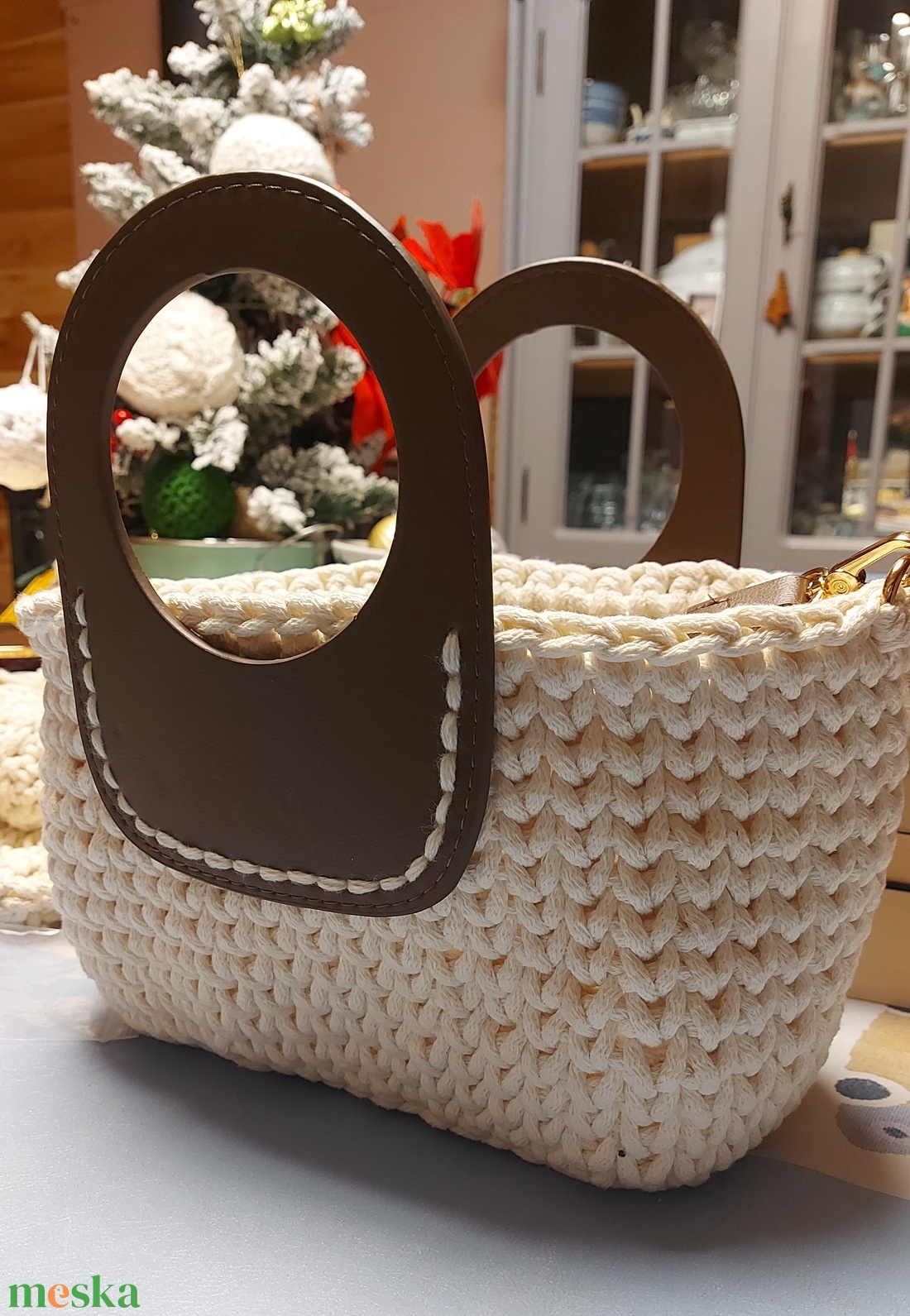 Egyedi, kézműves, horgolt kosártáska - táska & tok - kézitáska & válltáska - alkalmi táska - Meska.hu