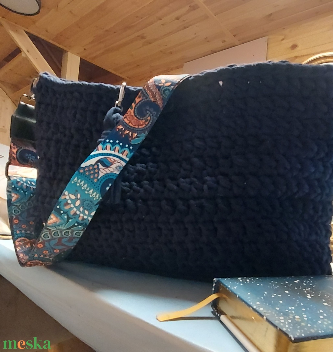 Egyedi, kézműves, horgolt válltáska, kézitáska - táska & tok - kézitáska & válltáska - nagy pakolós táska - Meska.hu