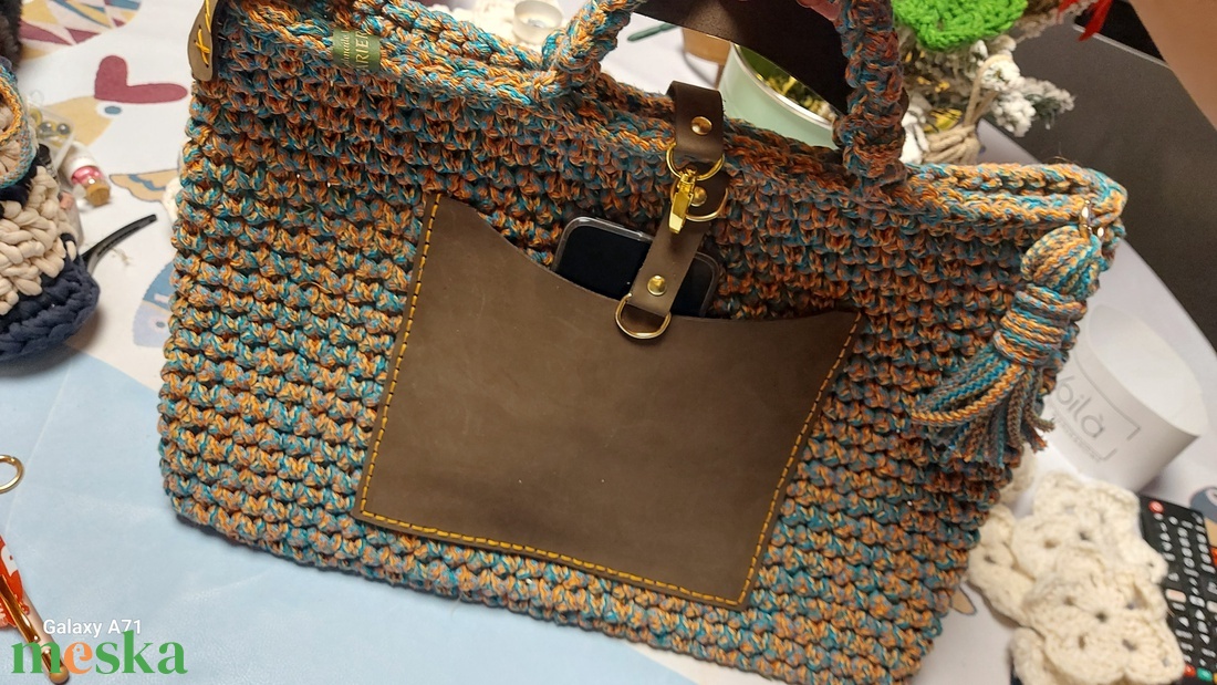 Egyedi horgolt nagyméretű táska - táska & tok - kézitáska & válltáska - kézitáska - Meska.hu