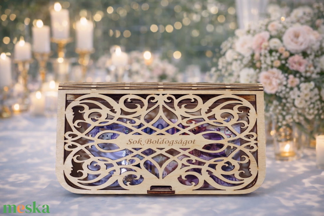 Pénzátadó Doboz (Sok Boldogságot) - esküvő - emlék & ajándék - nászajándék - esküvői pénzátadó doboz - Meska.hu