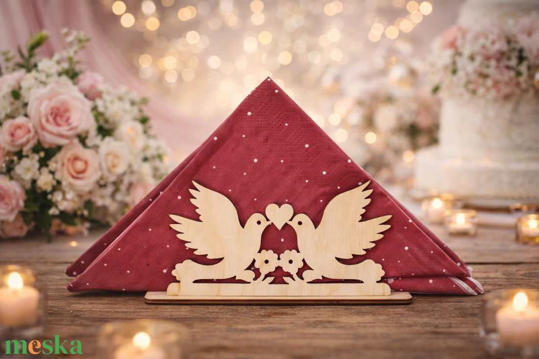 Szerelmes Esküvői Szalvétatartó - otthon & életmód - konyhafelszerelés, tálalás - tálalás - szalvétatartó, szalvétagyűrű - Meska.hu