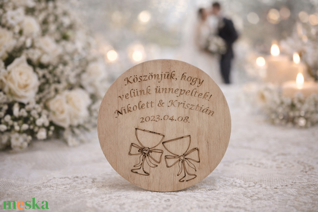 Esküvői Poháralátét, Köszönőajándék (Dátum,Név) - esküvő - emlék & ajándék - köszönőajándék - Meska.hu