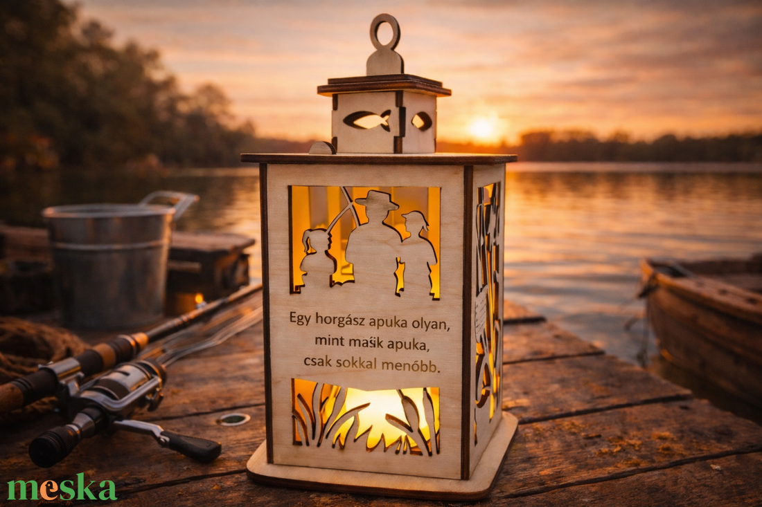 Apák Napi Mécsestartó (Egy Horgász Apuka) - otthon & életmód - gyertya, illat, aroma - mécses és mécsestartó - Meska.hu