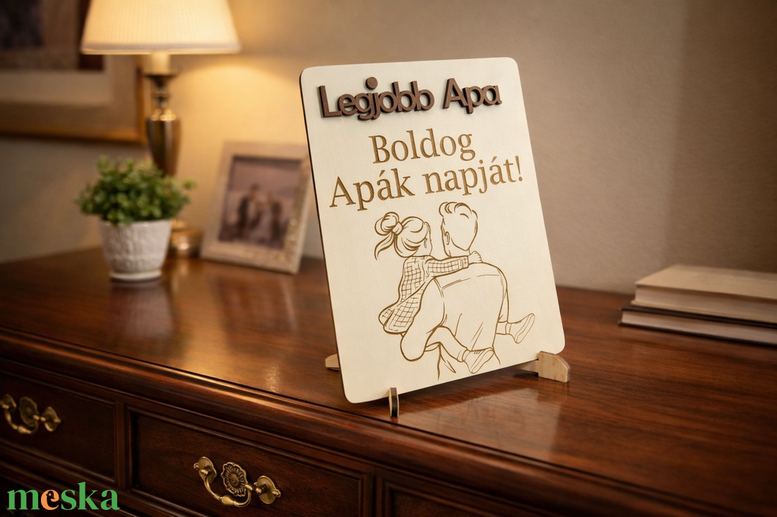 Apák Napi Tábla (Legjobb Apa fehér) - otthon & életmód - dekoráció - asztal és polc dekoráció - gravírozott táblák - Meska.hu