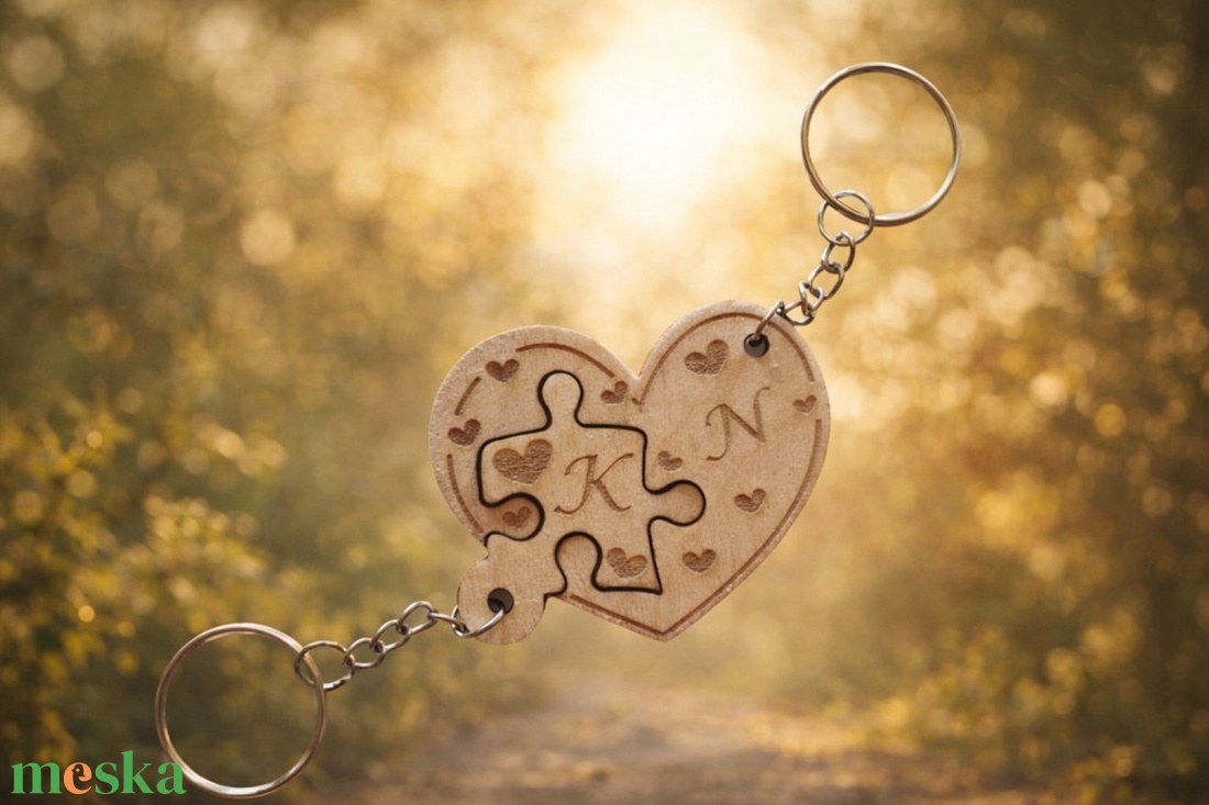 Páros puzzle kukcstartó (Szív) - táska & tok - kulcstartó & táskadísz - kulcstartó - Meska.hu