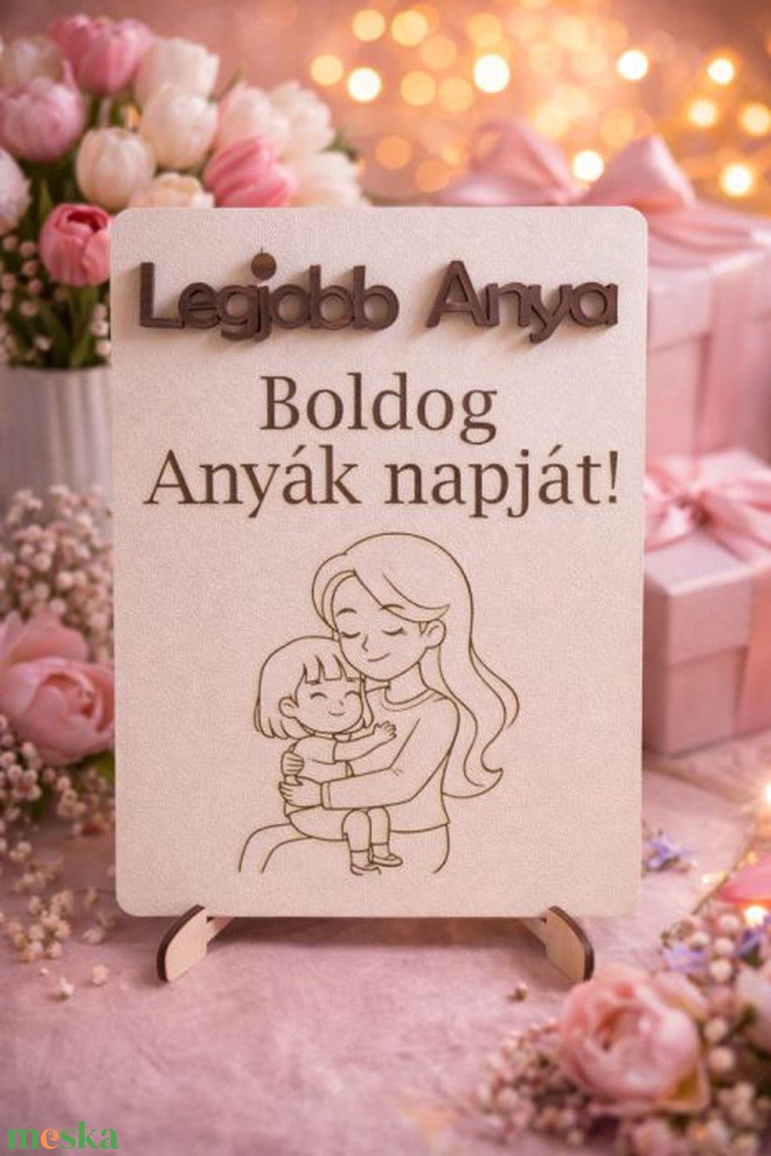 Anyák Napi Tábla (Legjobb Anya fehér) - otthon & életmód - dekoráció - asztal és polc dekoráció - gravírozott táblák - Meska.hu