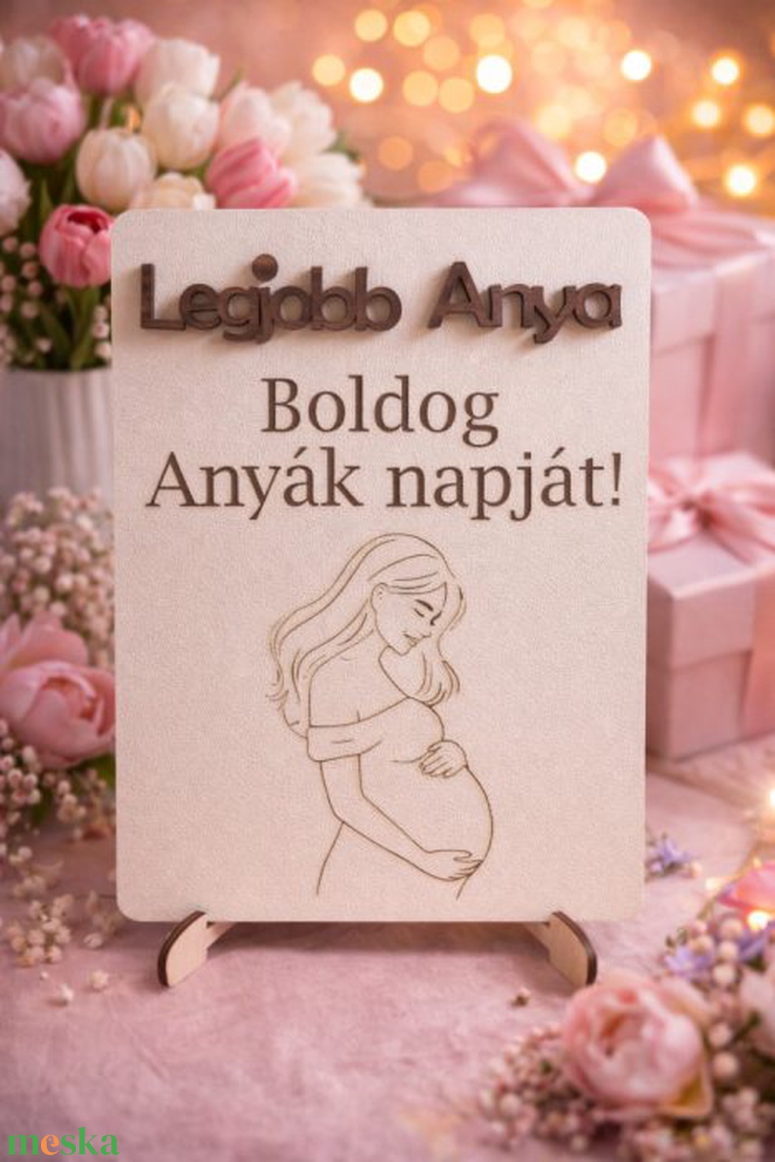 Anyák Napi Tábla (Legjobb Anya fehér) - otthon & életmód - dekoráció - asztal és polc dekoráció - gravírozott táblák - Meska.hu