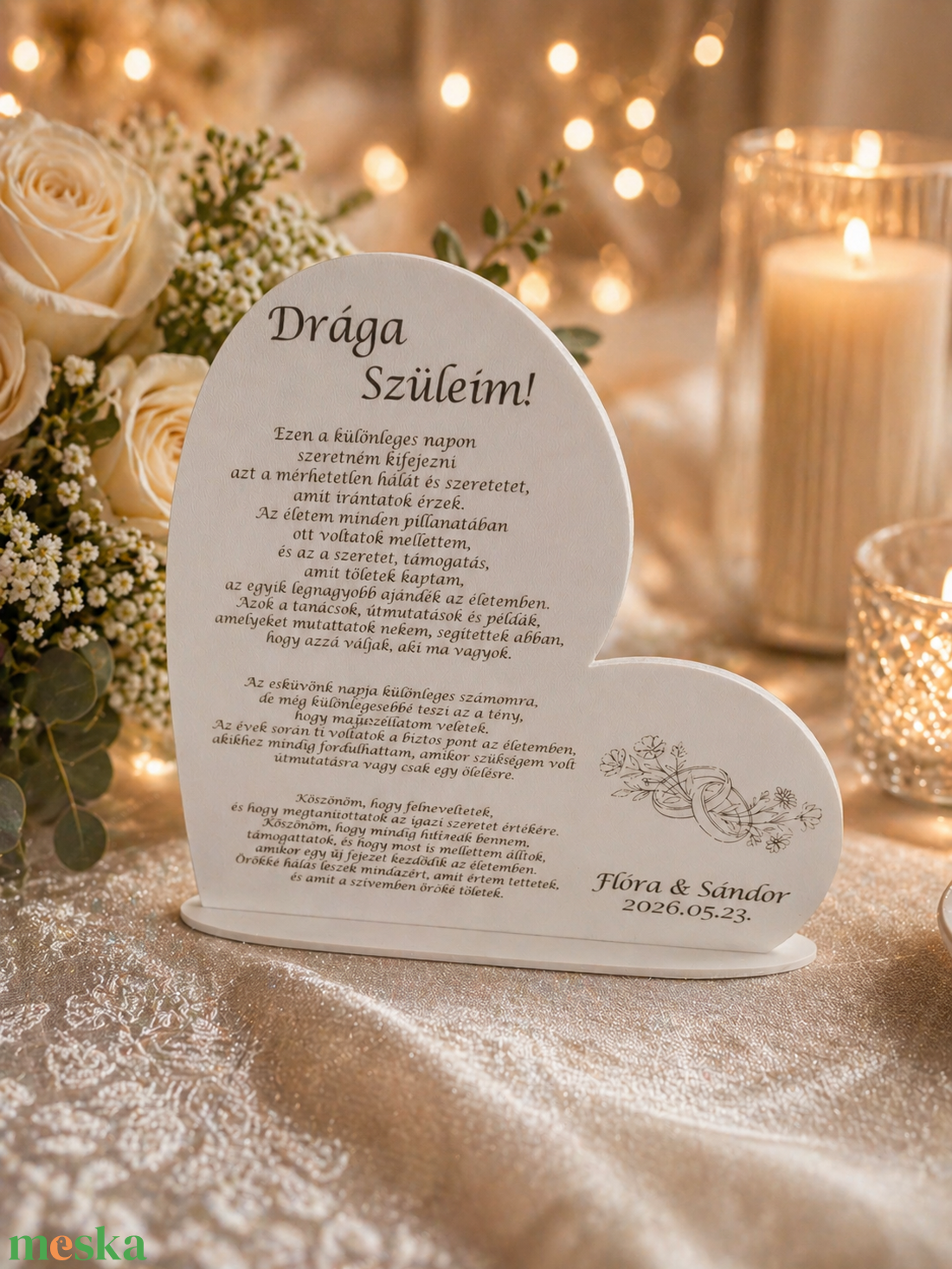 Szív Tábla Egyedi Szöveggel - esküvő - emlék & ajándék - szülőköszöntő ajándék - Meska.hu