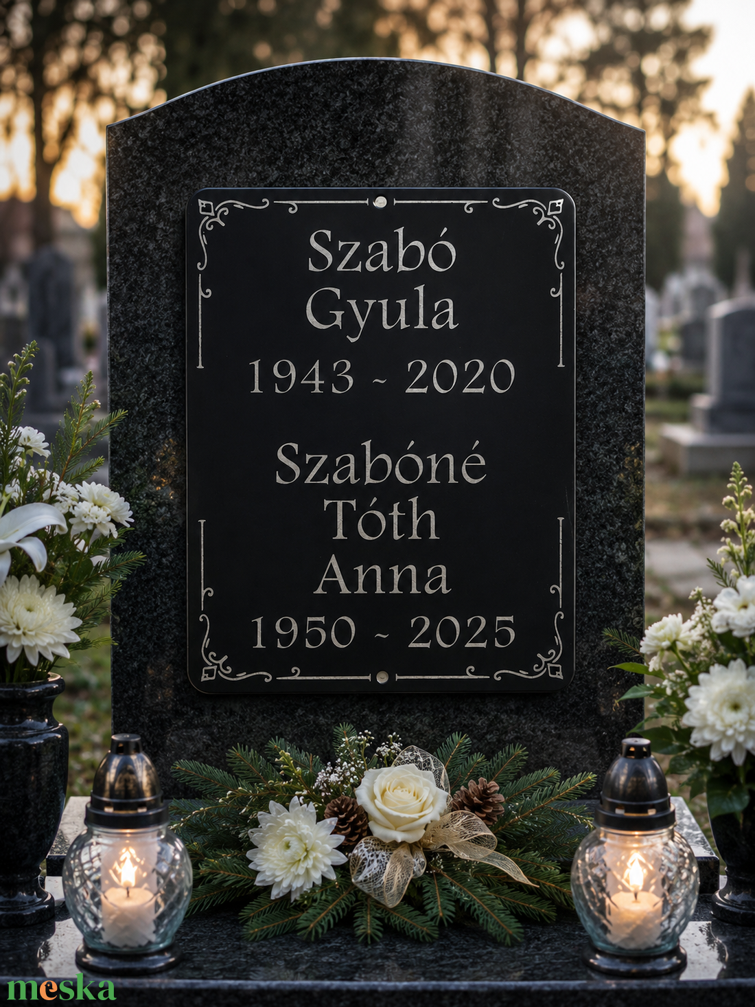 Sírtábla (Négyzet alakú) - otthon & életmód - vallás - temetkezési tárgy - sírtábla - Meska.hu