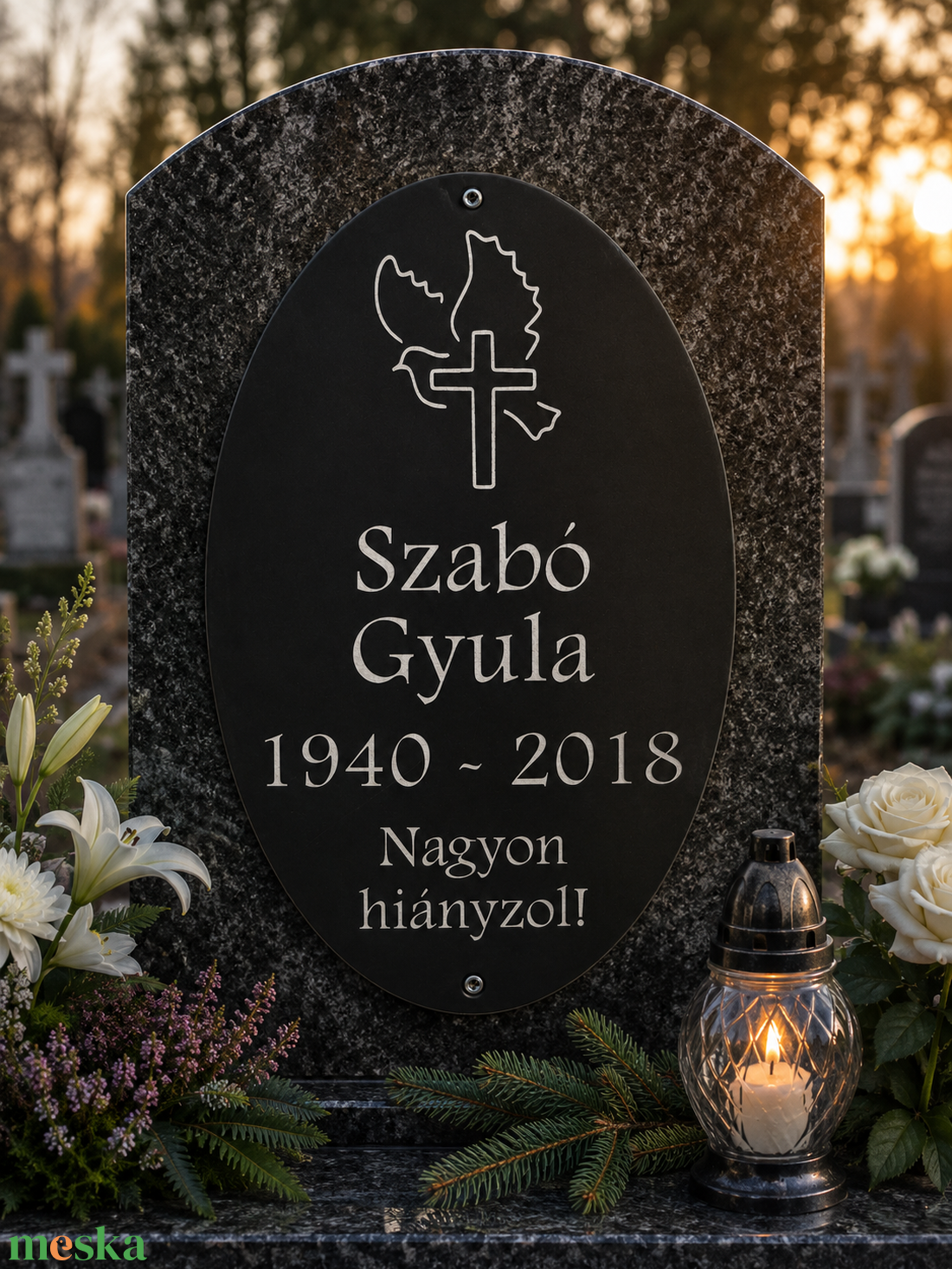 Sírtábla (Ovális) - otthon & életmód - vallás - temetkezési tárgy - sírtábla - Meska.hu