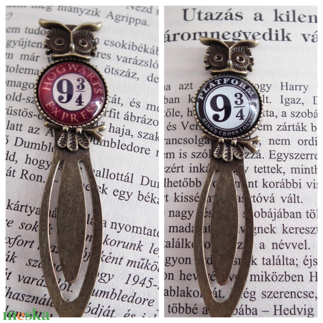 Harry Potter 9 és 3/4. vágány baglyos csiptetős könyvjelző - otthon & életmód - papír, írószer - Meska.hu