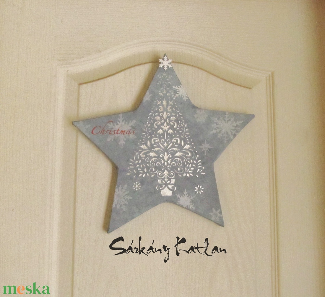Csillag alakú karácsonyi, téli kopogtató, dísz - karácsony - karácsonyi lakásdekoráció - karácsonyi lakásdíszek - Meska.hu