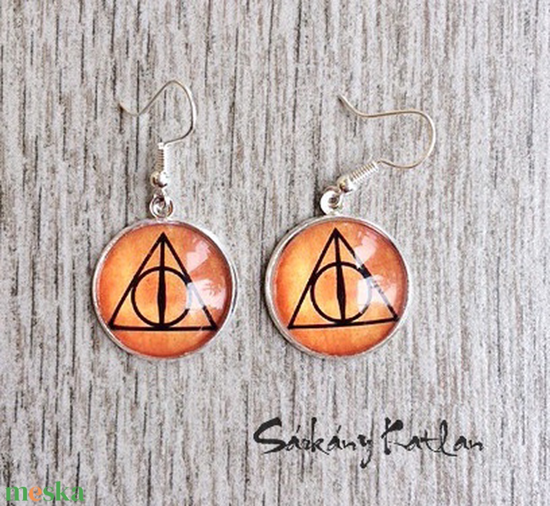 Harry Potter, a Halál ereklyéi fülbevaló - ékszer - fülbevaló - lógós kerek fülbevaló - Meska.hu