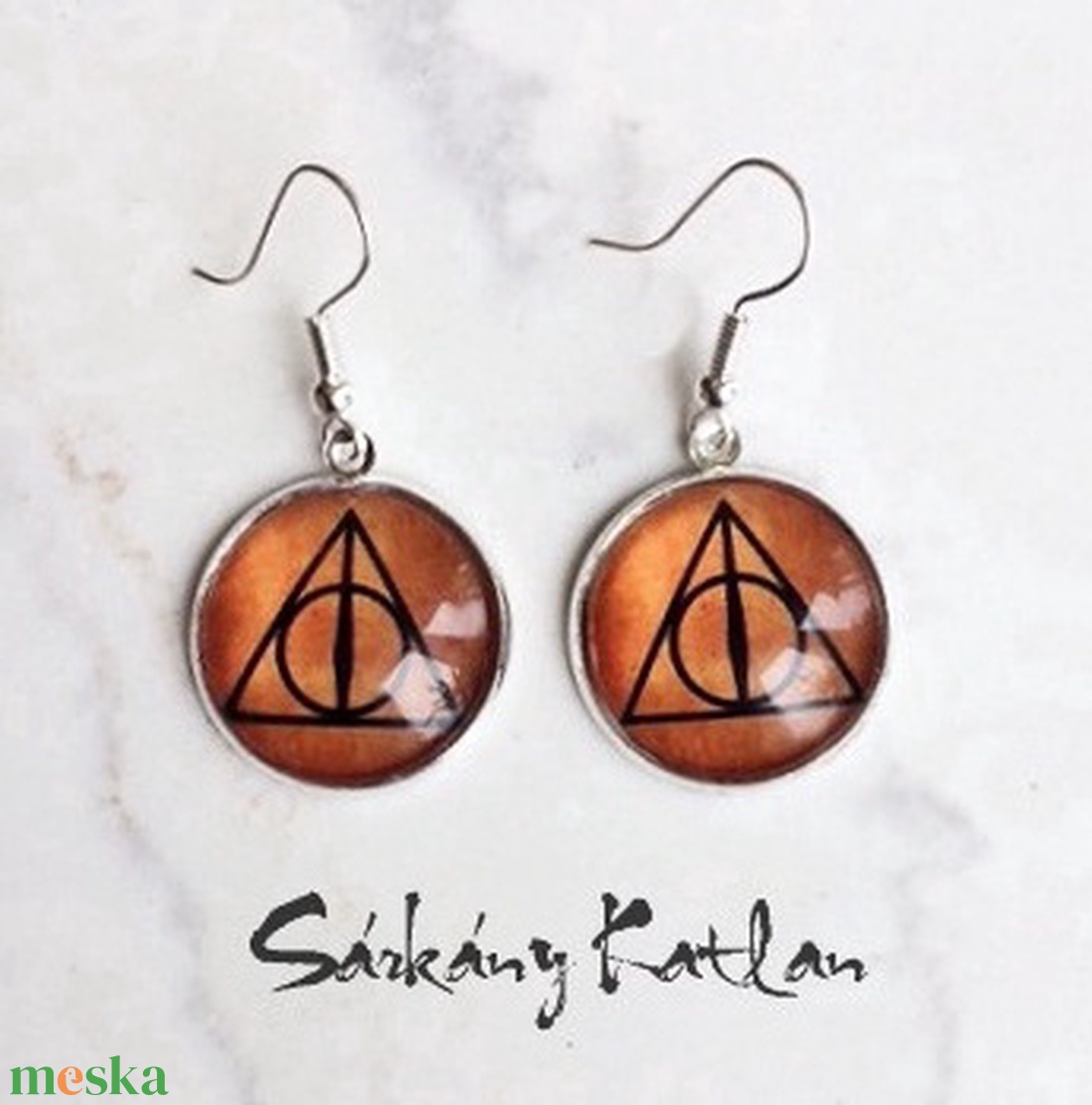 Harry Potter, a Halál ereklyéi fülbevaló - ékszer - fülbevaló - lógós kerek fülbevaló - Meska.hu