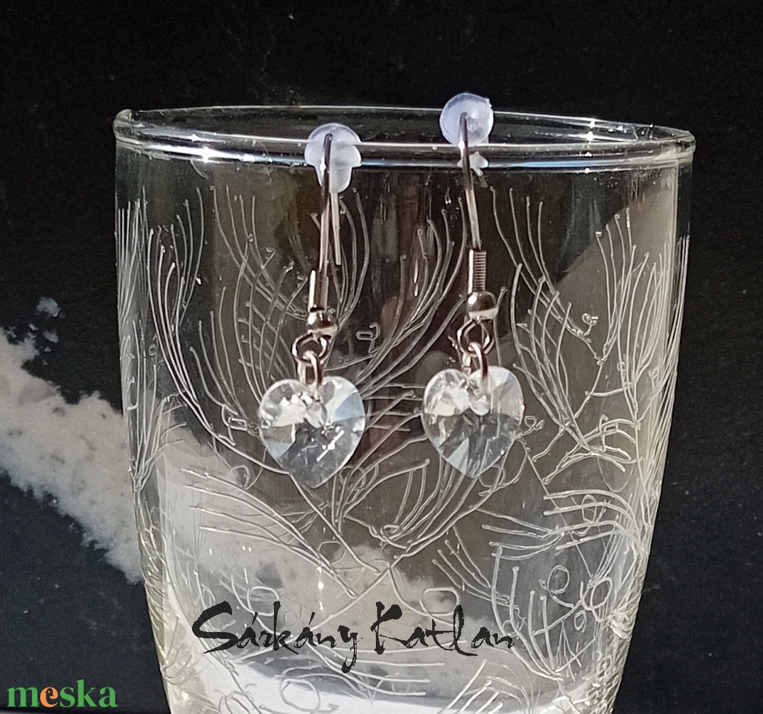 Swarovski kristály szív fülbevaló - ékszer - fülbevaló - lógó fülbevaló - Meska.hu