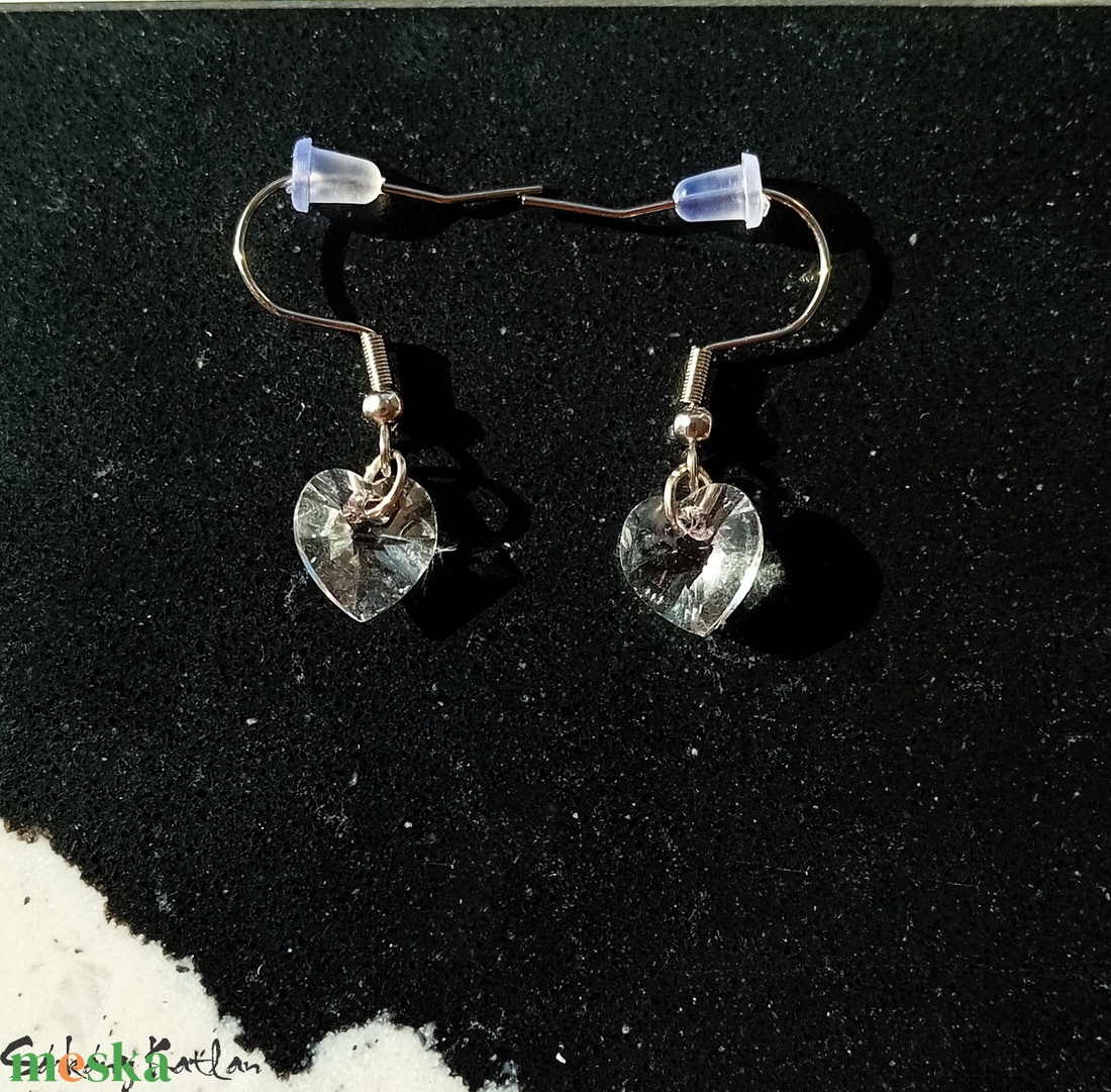 Swarovski kristály szív fülbevaló - ékszer - fülbevaló - lógó fülbevaló - Meska.hu