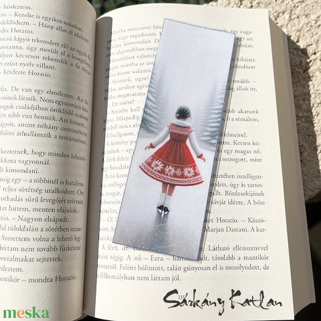 Korcsolyázó lány karton könyvjelző - könyv & zene - könyvjelző - Meska.hu