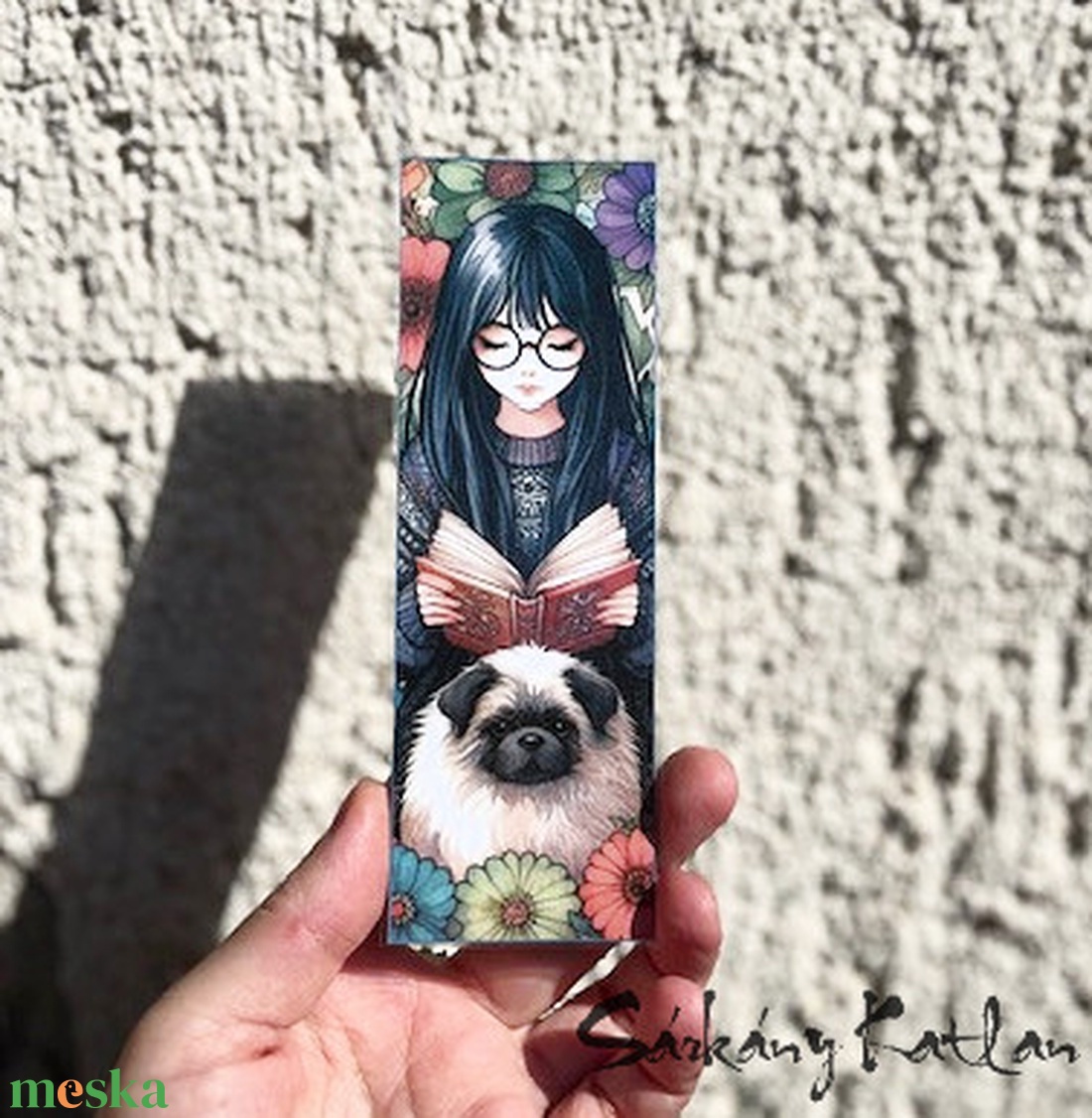 Olvasás kutyussal karton könyvjelző - könyv & zene - könyvjelző - Meska.hu