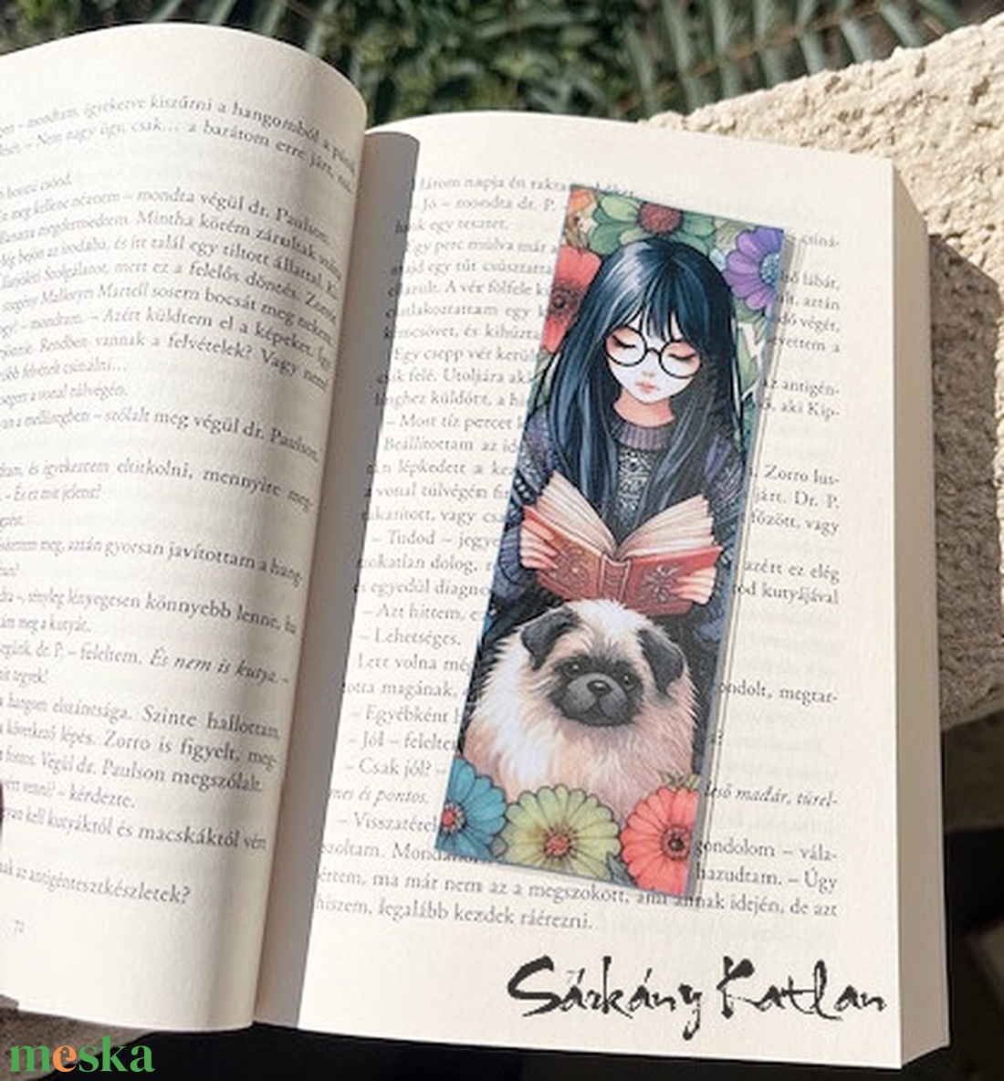 Olvasás kutyussal karton könyvjelző - könyv & zene - könyvjelző - Meska.hu