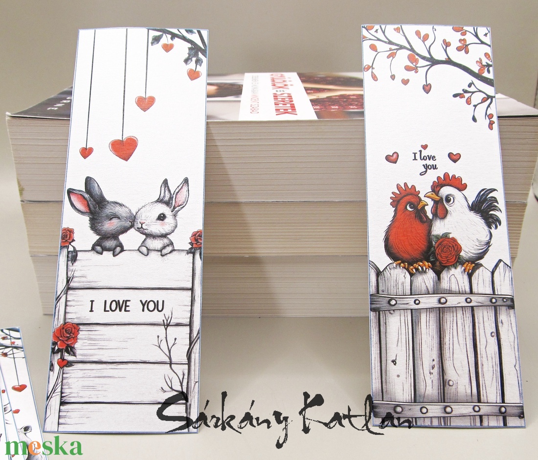 Szerelmes állatkák karton könyvjelző - könyv & zene - könyvjelző - Meska.hu