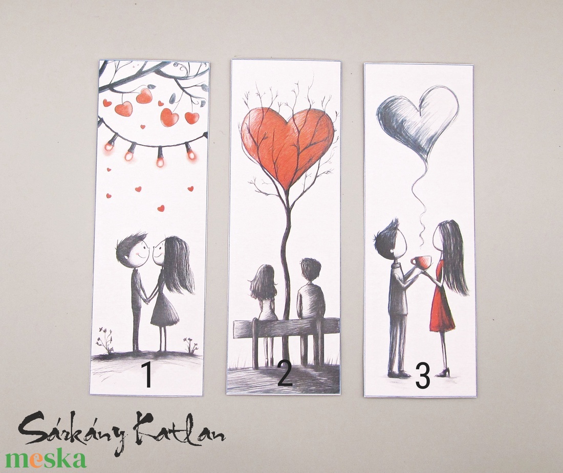 Szerelmesek karton könyvjelző - könyv & zene - könyvjelző - Meska.hu