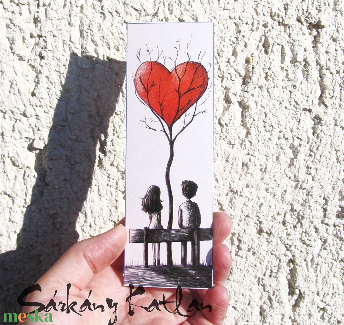 Szerelmesek karton könyvjelző - könyv & zene - könyvjelző - Meska.hu